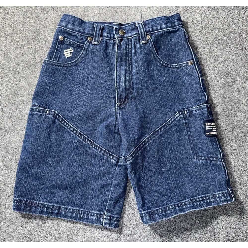 Vintage Rocawear Short Boys‎ 6 Blue Denim Y2K Baggy Hip Hop 90s Jorts Kids
